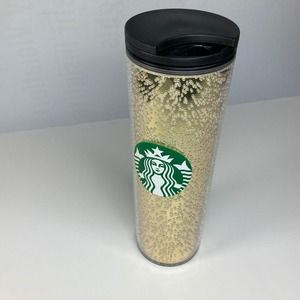 Starbucks 2020 16 oz Gold Champagne Bubbles Travel Cup Tumbler with Lid Grande